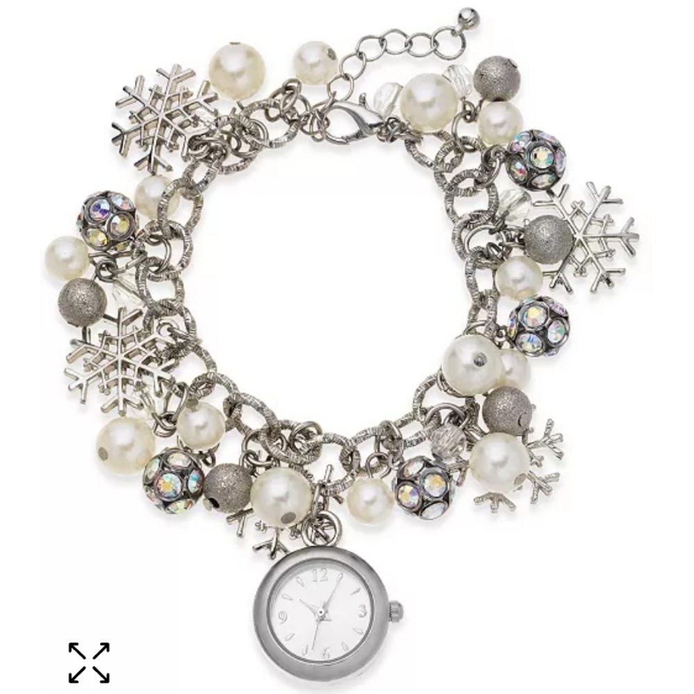 ❄️SNOWFLAKE SILVER-TONE CHARM BRACELET WATCH ❄️